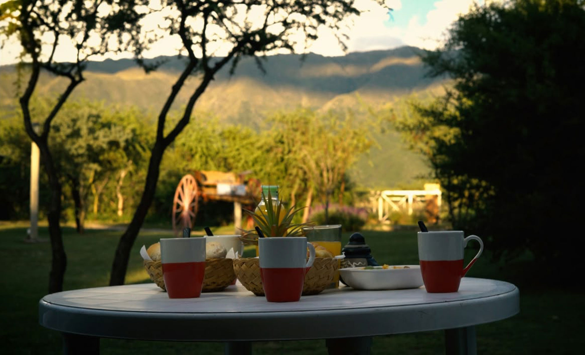 Desayuno servido en la cabaña, Punto Serrano, Carpintería
